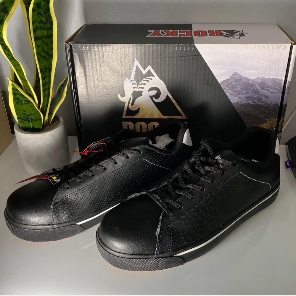 Rocky Men's Black and‎ White leather Sneakers - Picture 3 of 3